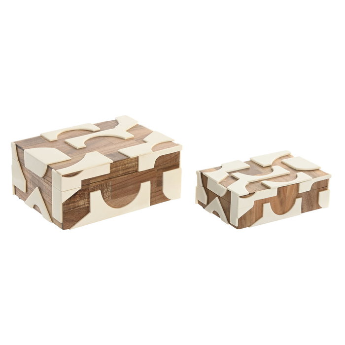 DKD Home Decor Set de 2 Joyeros de Acacia y Resina