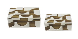 DKD Home Decor Set de 2 Joyeros de Acacia y Resina