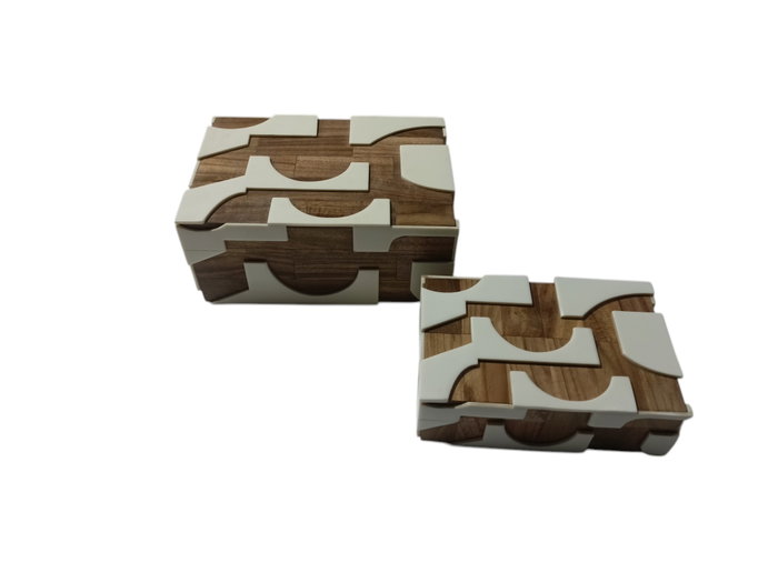 DKD Home Decor Set de 2 Joyeros de Acacia y Resina