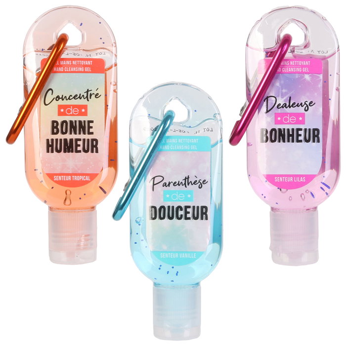 Le Lab des Sens Gel Manos Con Mosquetón 30 Ml Tropical Naranja Vainilla Azul Lilas Rosa