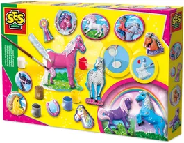 Ses Creative Moldura y Pintura Caballos de Fantasía - Kit para crear 12 modelos con yeso y brillos