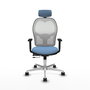 PIQUERAS Y CRESPO Silla de oficina Jorquera con mecanismo Sincro/Traslack, Azul cielo y Blanco