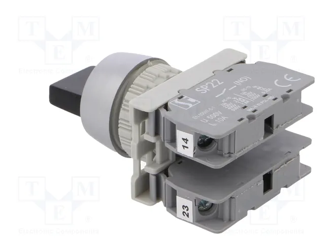 SPAMEL Interruptor Rotativo SP22 Negro 22mm 3 Posiciones