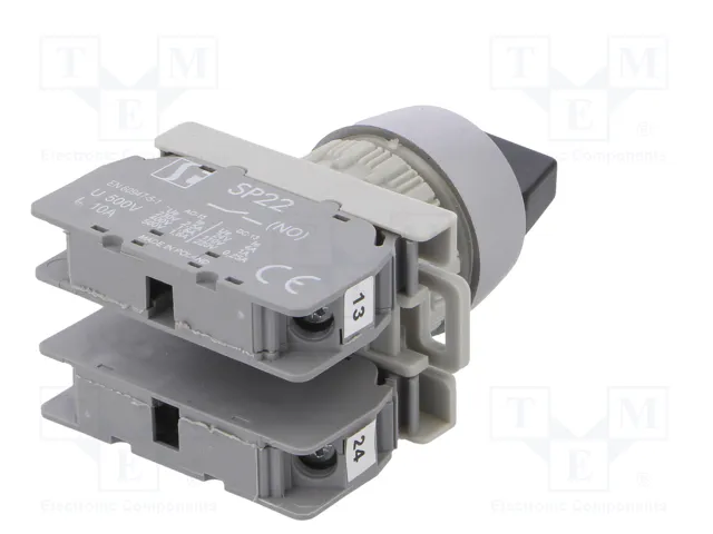 SPAMEL Interruptor Rotativo SP22 Negro 22mm 3 Posiciones