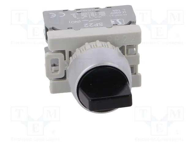 SPAMEL Interruptor Rotativo SP22 Negro 22mm 3 Posiciones
