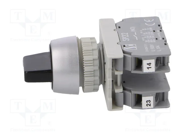 SPAMEL Interruptor Rotativo SP22 Negro 22mm 3 Posiciones