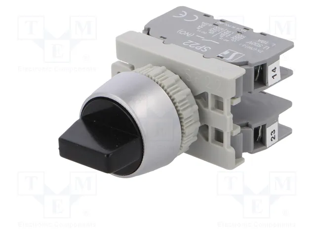 SPAMEL Interruptor Rotativo SP22 Negro 22mm 3 Posiciones