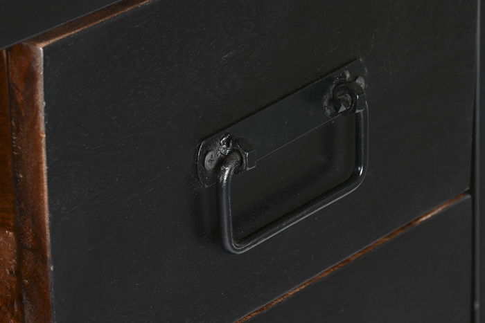 DKD Home Decor Mueble Bar Vintage Negro Marron Metal Madera 165 x 106 x 60 cm con 3 Estantes y 2 Cajones