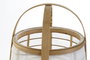 DKD Home Decor Lámpara de Techo Bambú y Lino Blanco/Natural 32x32x45,5 cm