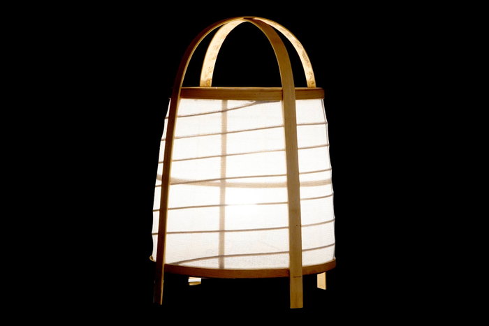 DKD Home Decor Lámpara de Techo Bambú y Lino Blanco/Natural 32x32x45,5 cm