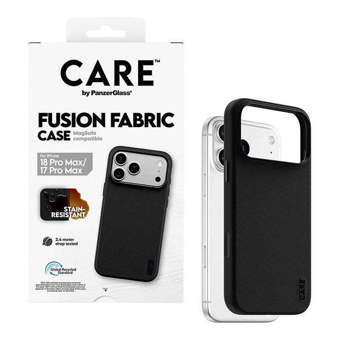 PanzerGlass CARE™ Fusion Fabric Case con MagSafe para iPhone 17 Pro Max y 18 Pro Max - Negro