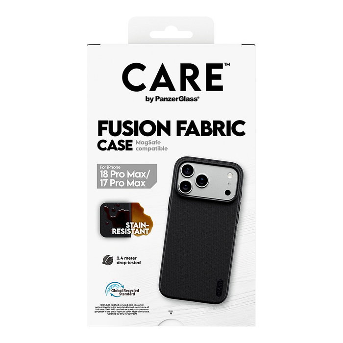 PanzerGlass CARE™ Fusion Fabric Case con MagSafe para iPhone 17 Pro Max y 18 Pro Max - Negro