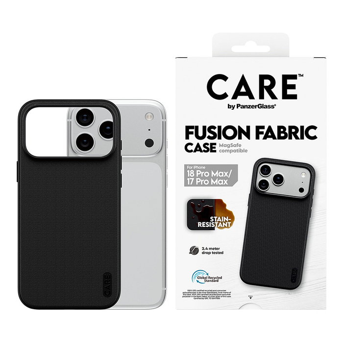 PanzerGlass CARE™ Fusion Fabric Case con MagSafe para iPhone 17 Pro Max y 18 Pro Max - Negro
