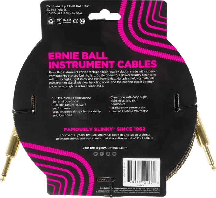 Ernieball Cable para Instrumento Trenzado Jack-Jack 3M Pay Dirt