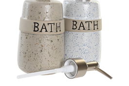 DKD Home Decor Dosificador Blanco Beige Gres 7.5 x 18 x 9 cm 420 ml (12 Unidades)