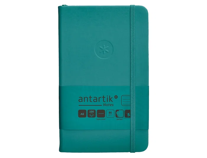 Antartik Cuaderno A6 Tapa Dura Hojas Rayadas Verde Aguamarina 100 Hojas 80gr FSC