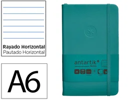Antartik Cuaderno A6 Tapa Dura Hojas Rayadas Verde Aguamarina 100 Hojas 80gr FSC