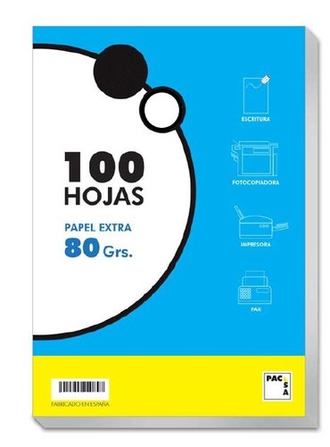 Pacsa Paquete de Papel Extra Blanco Satinado A5 80 g/m² 100 Hojas