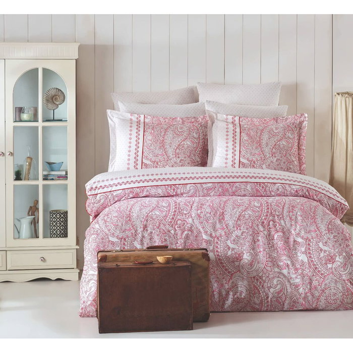 Aucune Juego de Cama Rosa 100% Algodón Reforzado con Funda Nórdica y 2 Fundas de Almohada Aucune Juego de Cama Rosa 100% Algodón Reforzado con Funda Nórdica y 2 Fundas de Almohada
