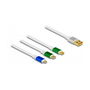 DeLOCK Cable de Carga Retráctil USB 3 en 1, Tipo-A a Micro USB y 2 x USB-C, Carga Rápida 3A, 1.13 m, Blanco
