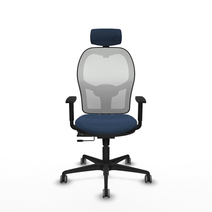 PIQUERAS Y CRESPO Silla de oficina Jorquera con mecanismo Sincro/Traslack Azul marino y Blanco PIQUERAS Y CRESPO Silla de oficina Jorquera con mecanismo Sincro/Traslack Azul marino y Blanco