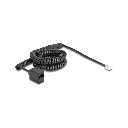DeLOCK 90114 Cable telefónico espiral RJ11 macho a RJ45 hembra, 5 m, negro DeLOCK 90114 Cable telefónico espiral RJ11 macho a RJ45 hembra, 5 m, negro