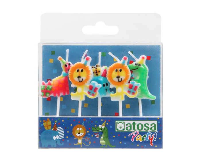 Set 5 Velas Animales Felices Decoración