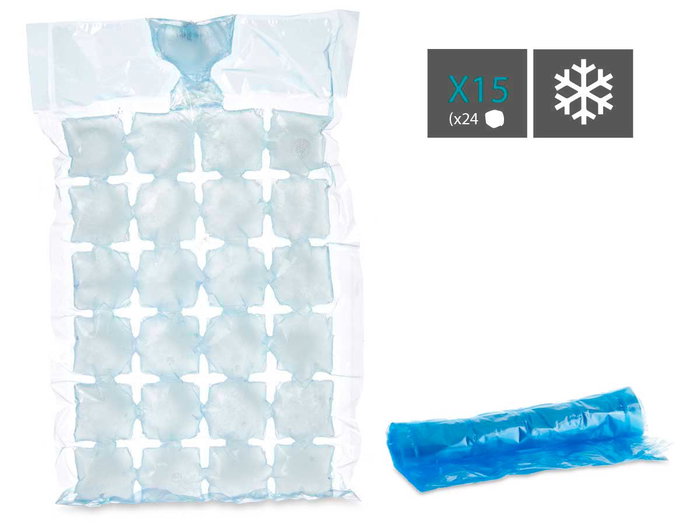 Leknes Bolsa 24 Cubitos De Hielo 12 Uds 20.5 x 6 x 3 cm Azul Translucido Polietileno (Set de 32)