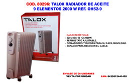TALOX Radiador de Aceite 9 Elementos 2000 W 63 CM OH52-9