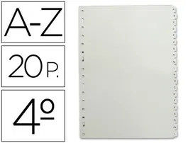 Multifin Separador Alfabético 3002 Plástico Cuarto Natural 20 Pestañas 155x215 mm