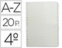 Multifin Separador Alfabético 3002 Plástico Cuarto Natural 20 Pestañas 155x215 mm