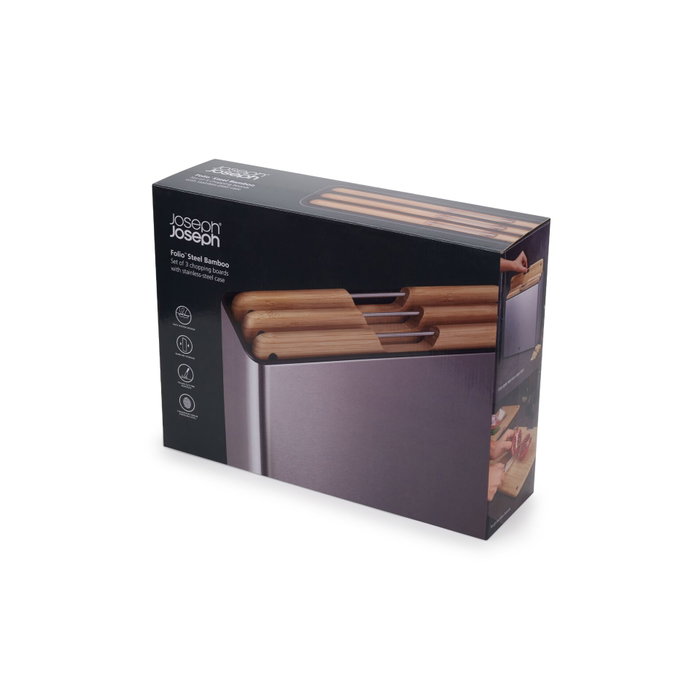 Joseph Joseph Folio Bamboo Set de 3 tablas de cortar con bloque de bambú y acero inoxidable Joseph Joseph Folio Bamboo Set de 3 tablas de cortar con bloque de bambú y acero inoxidable