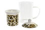 DKD Home Decor Mug Infusiones Leopard shengda Porcelana Cristal Marron Negro Transparente 300ml 8 x 14.5 x 12 cm (6 Unidades)