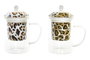 DKD Home Decor Tazas de Cristal con Diseño de Leopardo 300ml