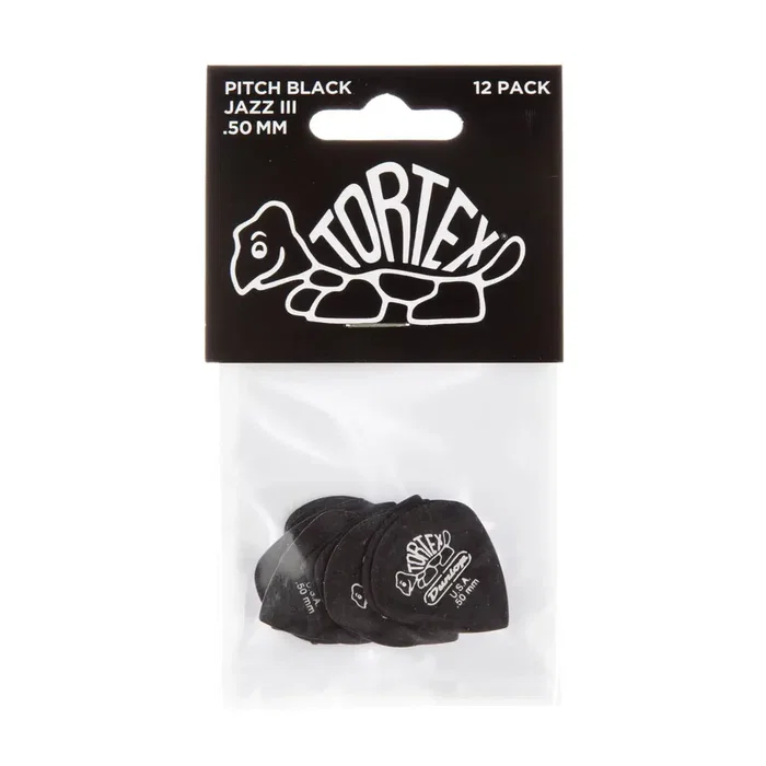 DUNLOP Púas Tortex Pitch Black Jazz III 0,50 mm (pack de 12) DUNLOP Púas Tortex Pitch Black Jazz III 0,50 mm (pack de 12)