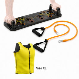 Pack Tabla de Flexiones Push-Up con Bandas de Resistencia y Chaleco Deportivo Sauna Hombre XL InnovaGoods