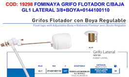 FOMINAYA Grifo Flotador GL1 Lateral 3/8 con Boya