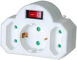 Brennenstuhl Adaptador de enchufe 1 toma con protección y 2 tomas Euro con interruptor, Blanco