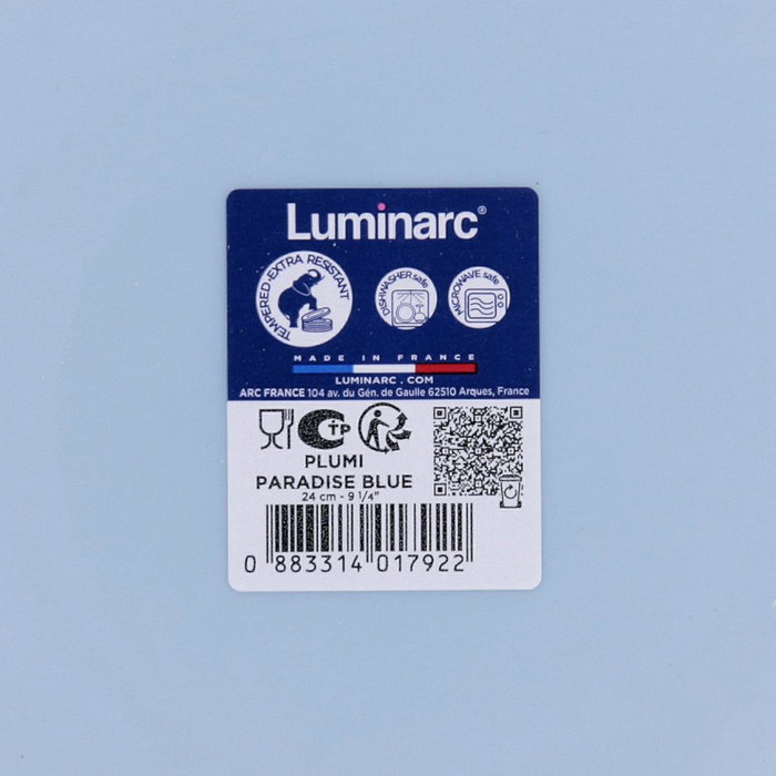 Plato Llano Opal Plumi Paradise Azu Luminarc 24 cm