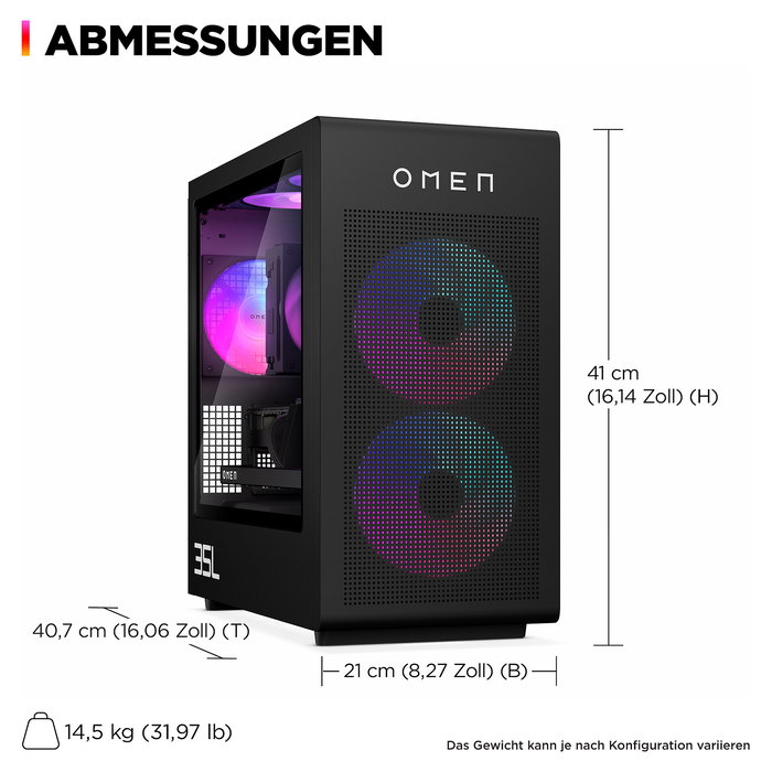 HP OMEN GT16-0083ng - Ordenador de Sobremesa Gaming, AMD Ryzen 7 8700F, 32GB RAM, 3TB SSD, NVIDIA GeForce RTX 5070 Ti, Windows 11 Home