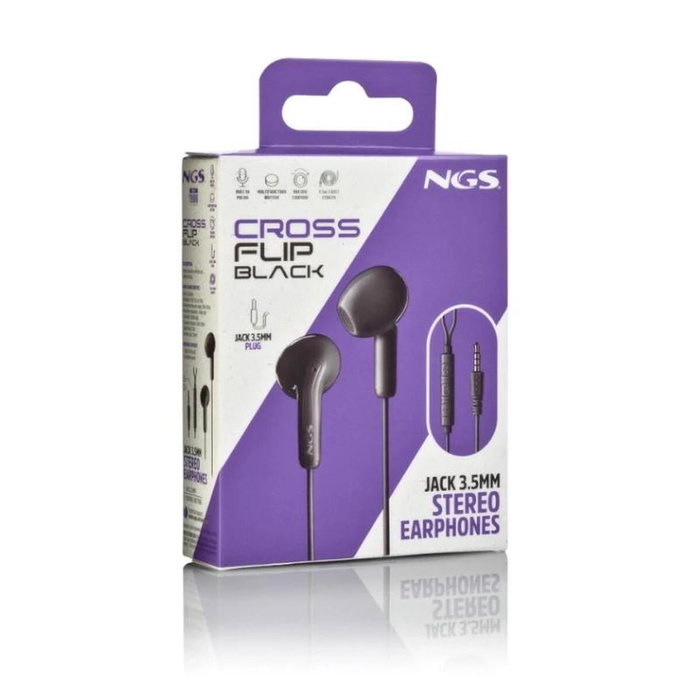NGS Cross Flip Auriculares Intraurales con Micrófono Negro