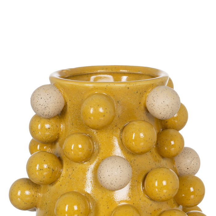 Jarrón Amarillo-Blanco Cerámica 21 X 21 X 26 cm Jarrón Amarillo-Blanco Cerámica 21 X 21 X 26 cm