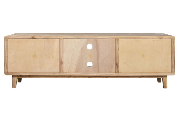 DKD Home Decor Mueble TV Scandi para salón con 2 puertas y 3 estanterías, en madera de Mindi, 160 x 45 x 50 cm