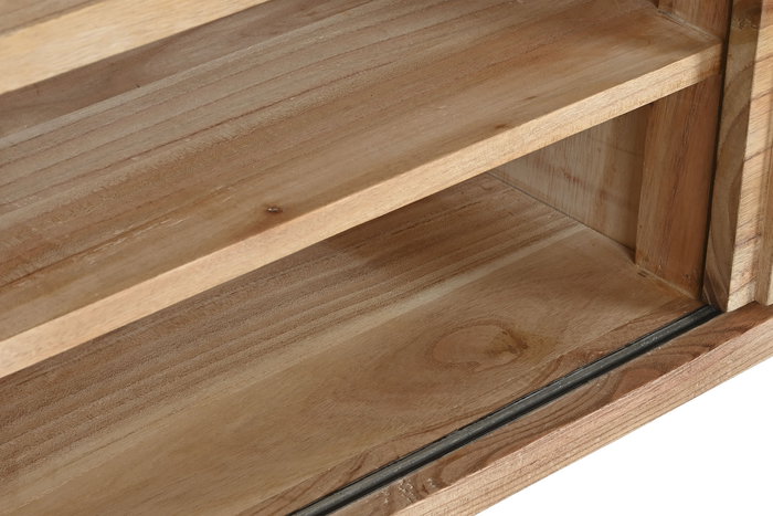 DKD Home Decor Mueble TV Scandi para salón con 2 puertas y 3 estanterías, en madera de Mindi, 160 x 45 x 50 cm