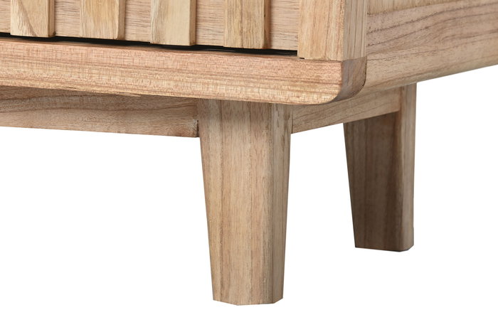 DKD Home Decor Mueble TV Scandi para salón con 2 puertas y 3 estanterías, en madera de Mindi, 160 x 45 x 50 cm