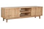 DKD Home Decor Mueble TV Scandi para salón con 2 puertas y 3 estanterías, en madera de Mindi, 160 x 45 x 50 cm