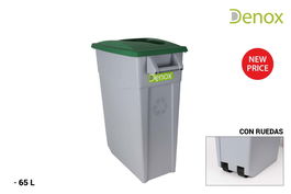 Denox Cubo Basura Reciclaje 65L Abierto Verde 29 cm (Ancho) x 67 cm (Alto) x 59 cm (Largo) (2 Unidades)