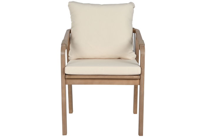 DKD Home Decor Mesa Comedor Terraza y Jardín Roda Marrón y Beige 100 x 76 x 260 cm Set 11 Piezas Acacia