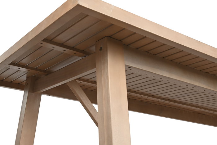 DKD Home Decor Mesa Comedor Terraza y Jardín Roda Marrón y Beige 100 x 76 x 260 cm Set 11 Piezas Acacia