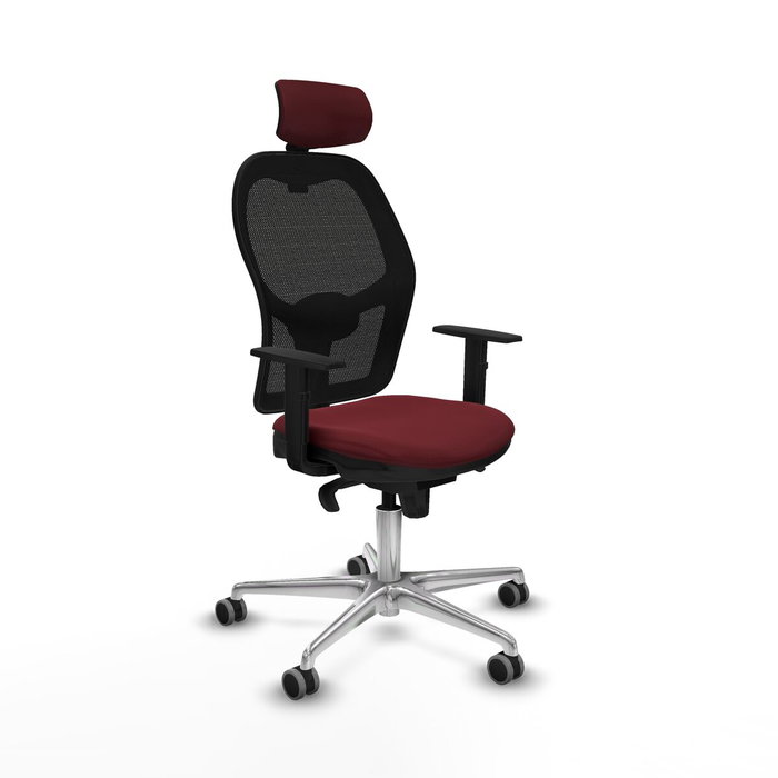 PIQUERAS Y CRESPO Silla de oficina Jorquera con mecanismo Sincro, Similpiel Granate y Malla Negra PIQUERAS Y CRESPO Silla de oficina Jorquera con mecanismo Sincro, Similpiel Granate y Malla Negra